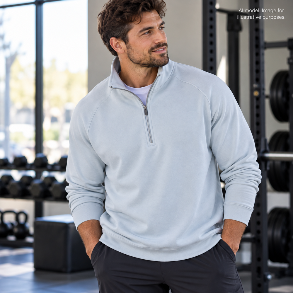 Lululemon Sweatshirt Mens 2XL Light Blue Steady State Half Zip Pullover Flaws